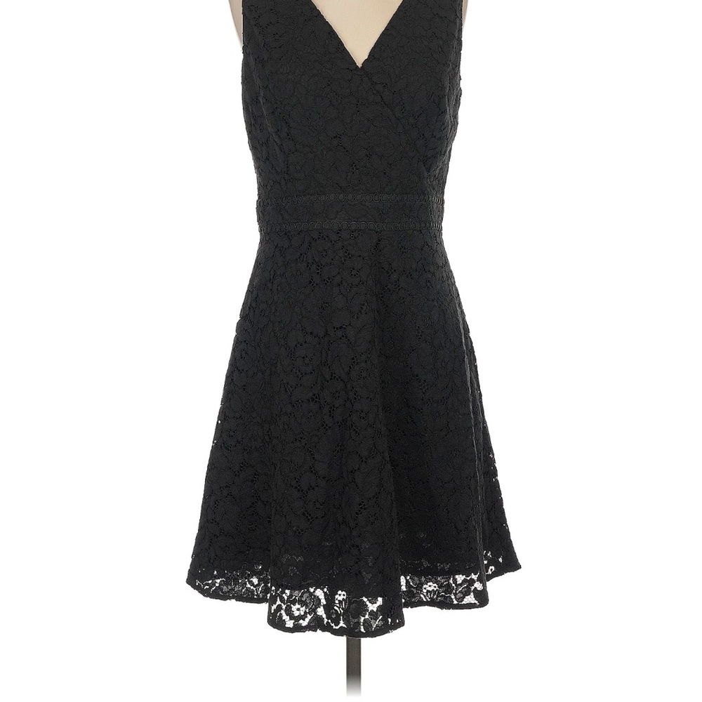 LOFT Black Sleeveless V-Neck A-Line Mini Dress